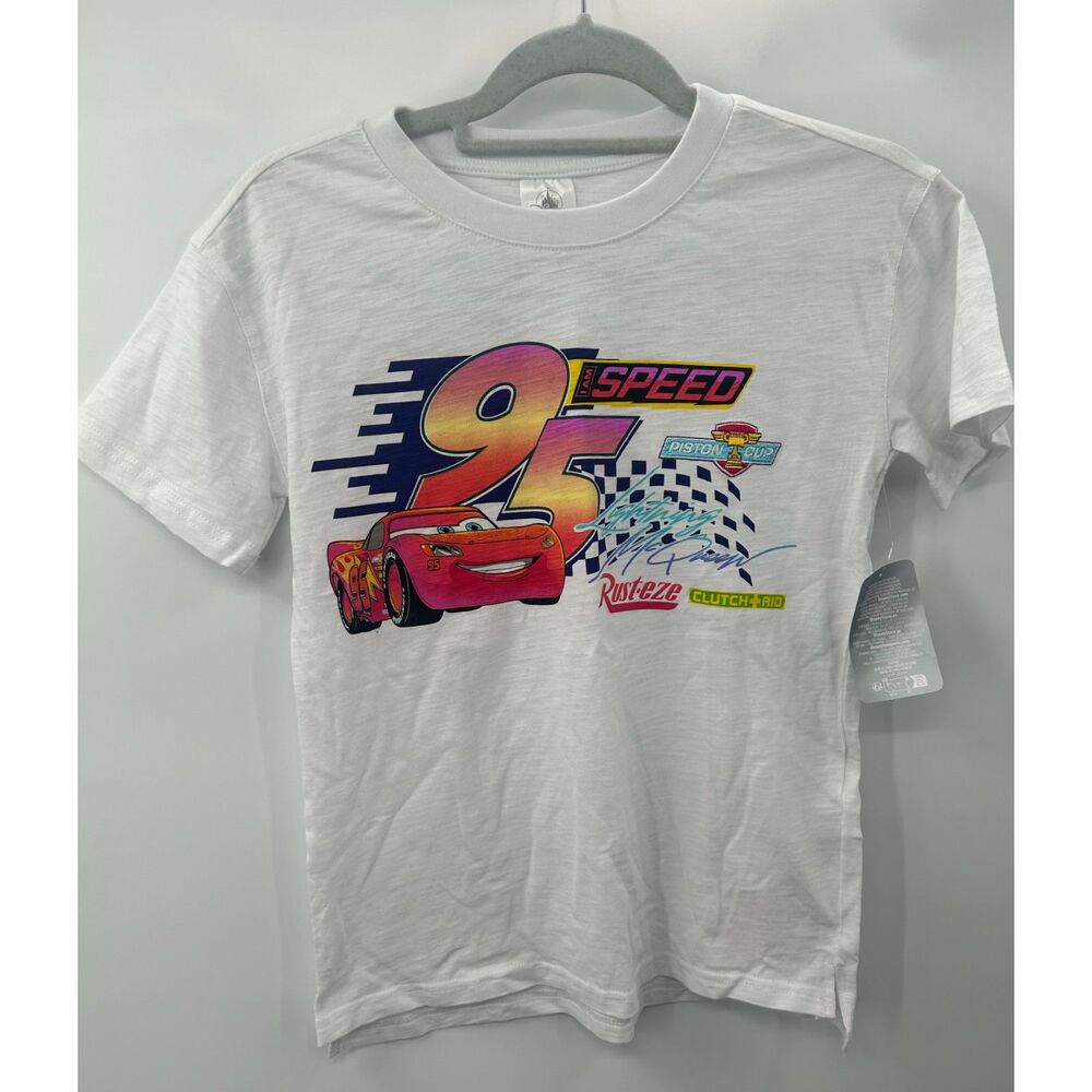 NWT Disney Car Lighting McQueen Graphic T Shirt Kids 10/12 L